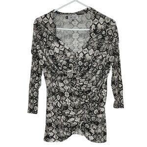 Jennifer Lopez Snake Print Ruched Cowl Neck Tunic Top Size M